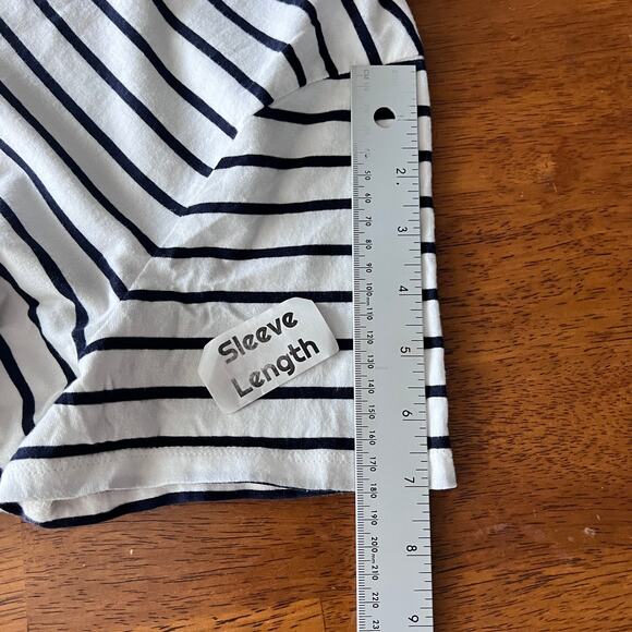 Talbots Women's L T-Shirt Top Striped Sequin Anchor Nautical Coastal Preppy Glam - Picture 8 of 10